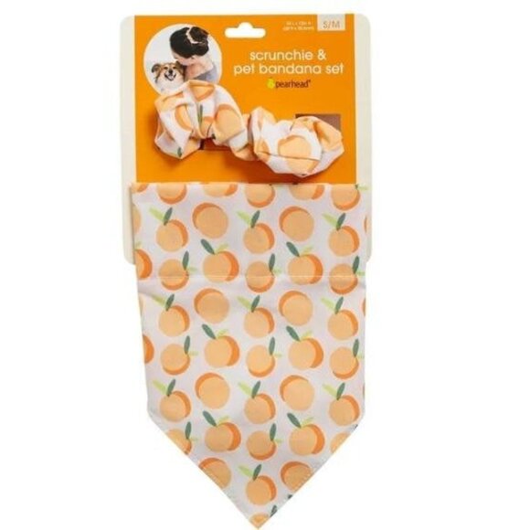 Pearhead Pet Mom and Dog Matching Peach Bandana and Hair Scrunchie Set Size: S/M - Picture 2 of 5